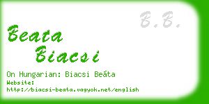 beata biacsi business card